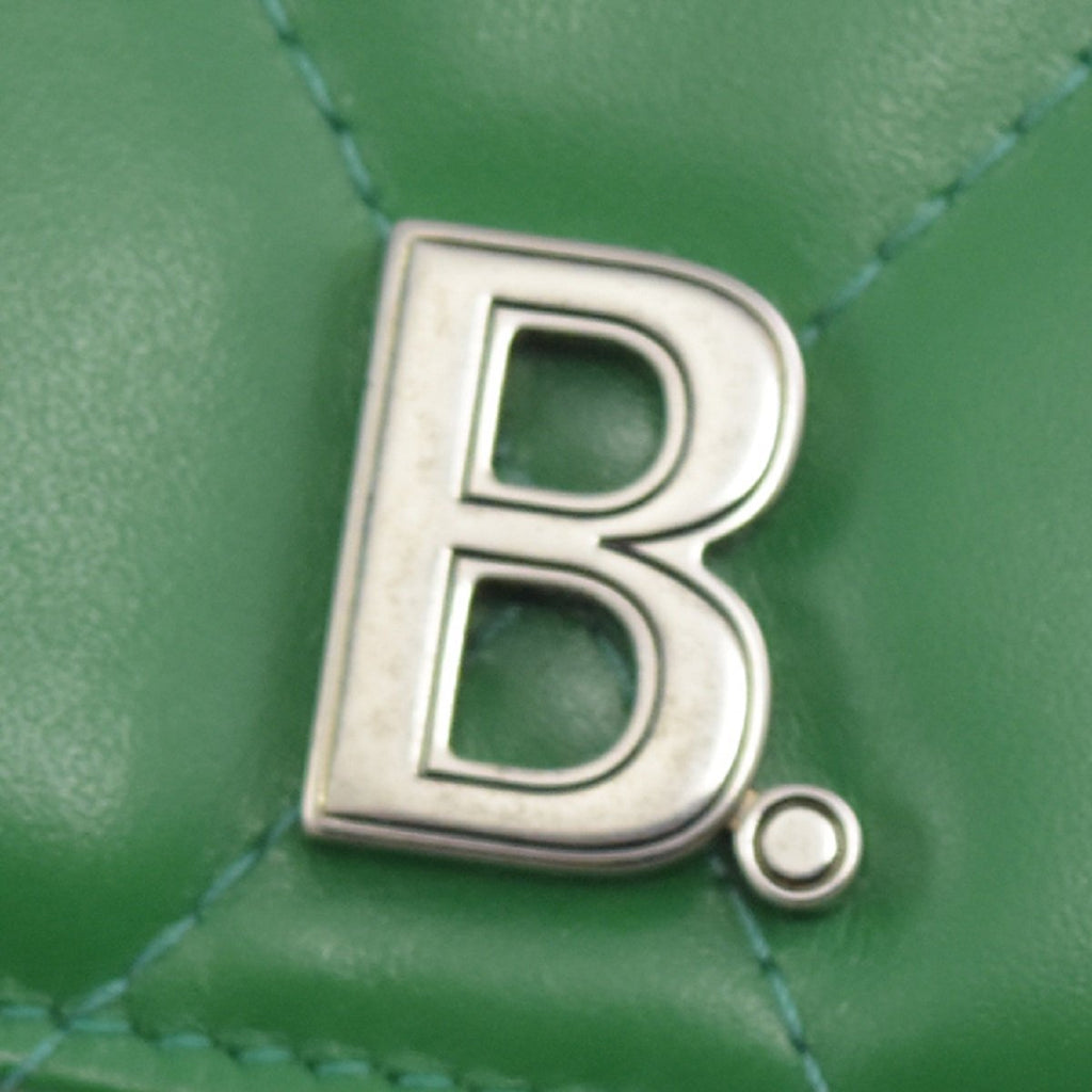 Balenciaga Touch Leaf Green Nappa Leather Quilted Mini Trifold Wallet 617781