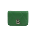Balenciaga Touch Leaf Green Nappa Leather Quilted Mini Trifold Wallet 617781