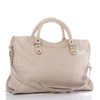 Balenciaga City Praline Beige Shiny Goat Leather Shoulder Bag 390154