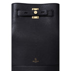 Balmain B-Belted 27 Black Goat Leather Convertible Backpack Bucket Bag