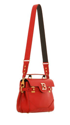 Balmain B-Buzz 23 Red Leather Top Handle Satchel Handbag UN1S526