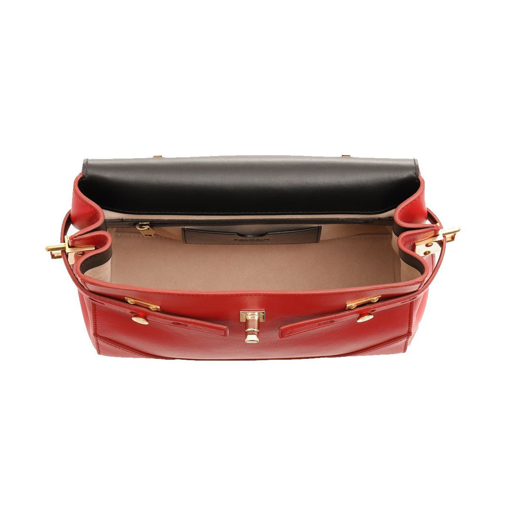 Balmain B-Buzz 23 Red Leather Top Handle Satchel Handbag UN1S526