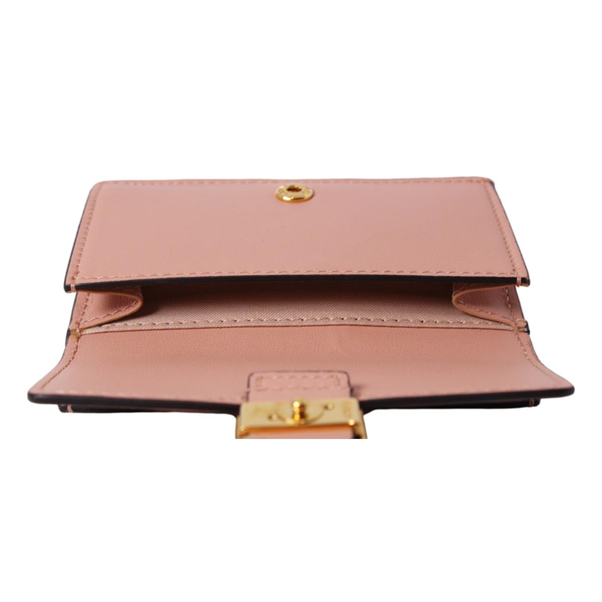 Fendi Baguette Rosa Bourbon Leather Card Holder Wallet 8M0423