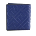 Fendi Blue Nappa Leather FF 1974 Embossed Billfold Wallet 7M0274