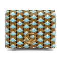 Fendi Calf Leather F Logo Blue Brown Small Bifold Wallet 8M0420