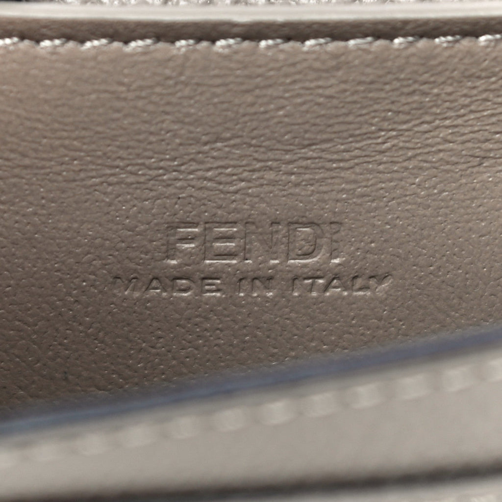 Fendi F is Fendi Tortora Grey Leather Mini Chain Wallet Bag 8M0408
