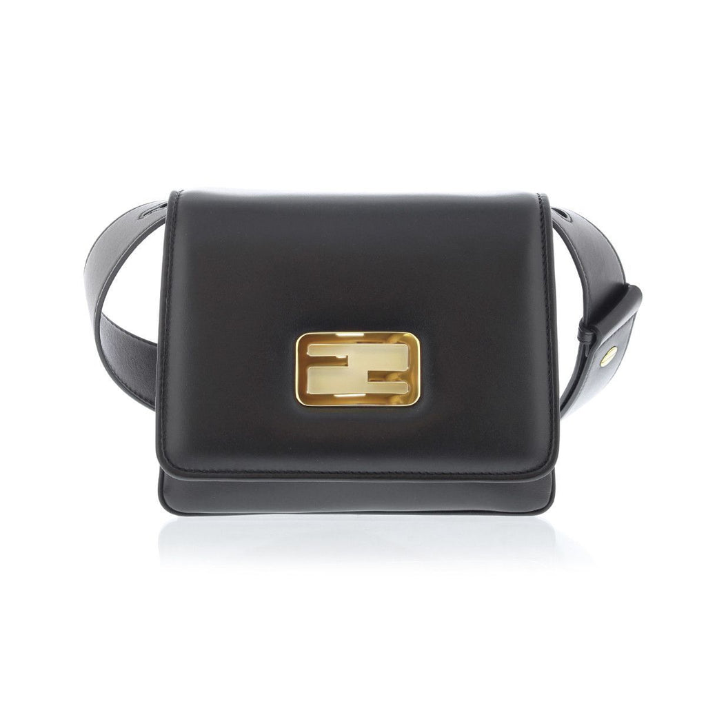Fendi Id Flap Tricolor Black Leather Small Shoulder Bag 8BT328