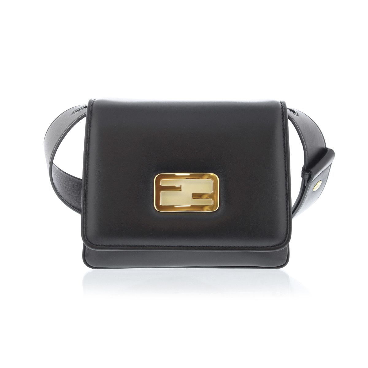 Fendi Id Flap Tricolor Black Leather Small Shoulder Bag 8BT328