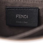 Fendi Kan I Metallic Silver Calfskin Scalloped Studded Small Shoulder Bag 8M0381