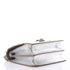 Fendi Kan I Metallic Silver Calfskin Scalloped Studded Small Shoulder Bag 8M0381