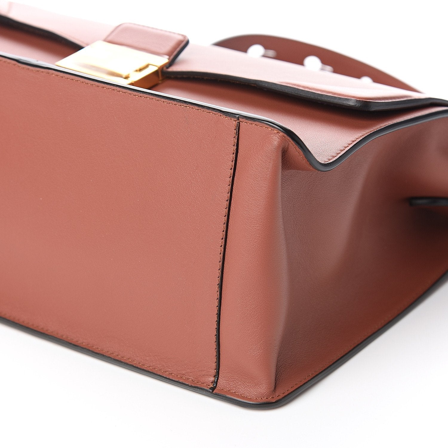 Fendi Kan U Rust Brown Calfskin Leather Large Shoulder Bag 8BT314