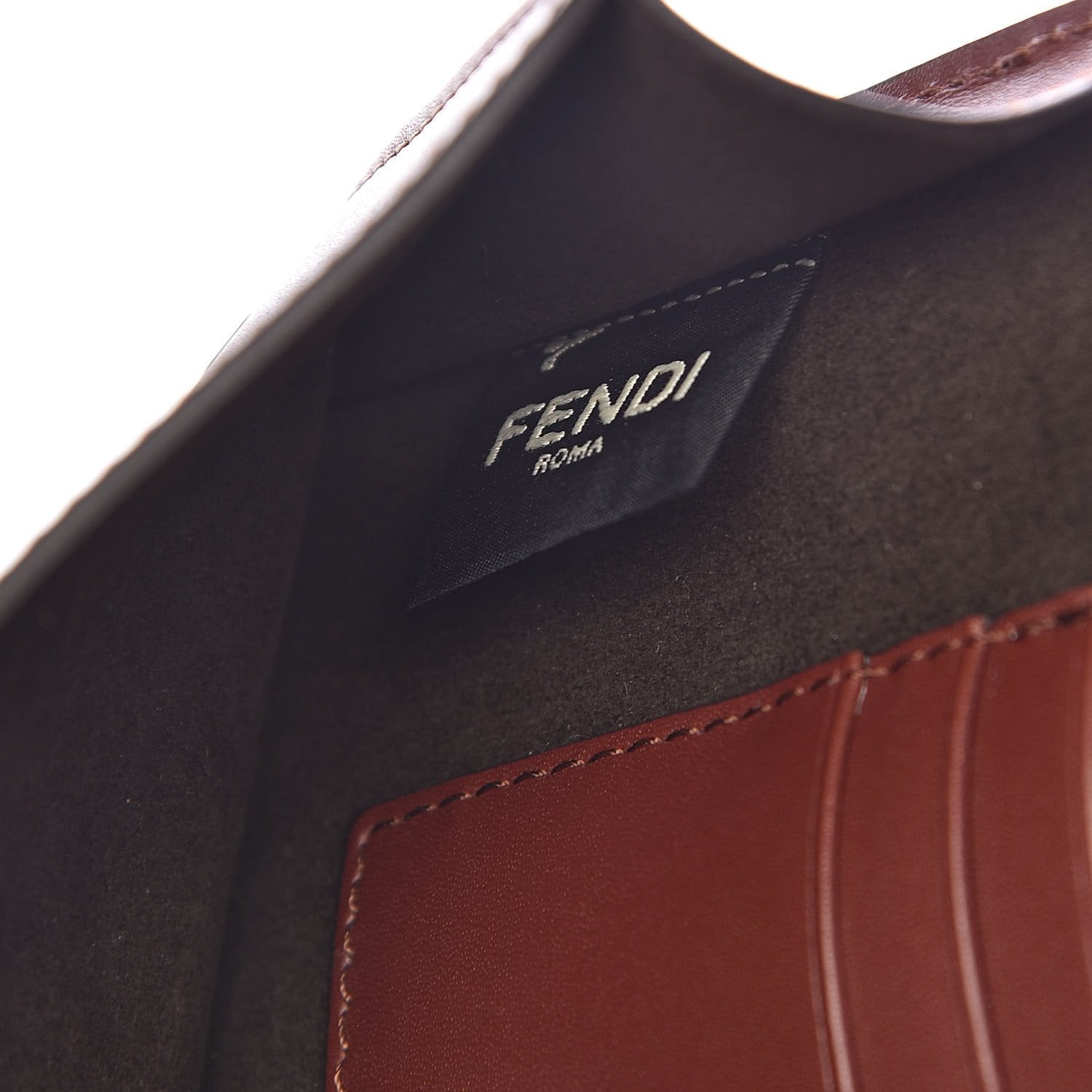Fendi Baguette Brown Calfskin Leather Flat Mini Shoulder Bag 8BS039
