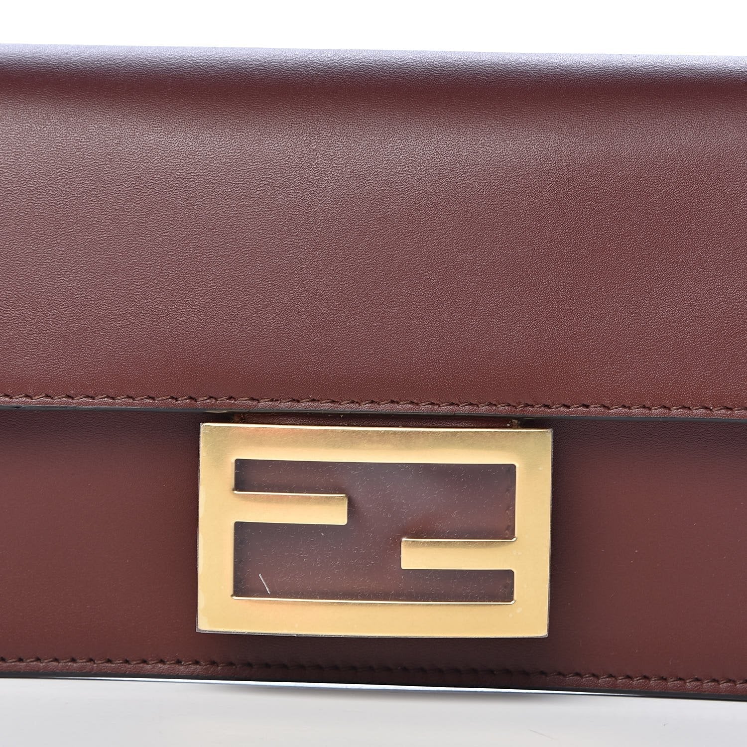 Fendi Baguette Brown Calfskin Leather Flat Mini Shoulder Bag 8BS039