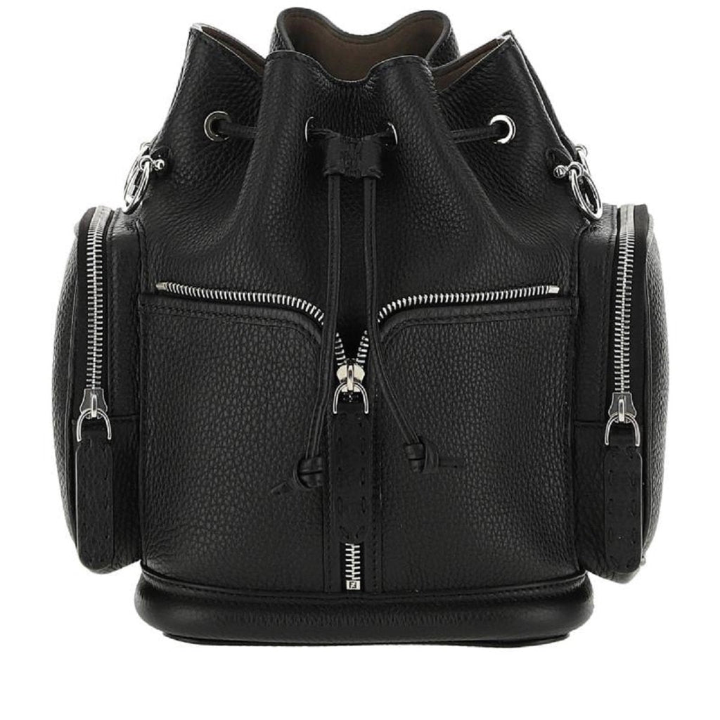 Fendi Mon Tresor Black Selleria Calfskin Leather Bucket Bag 8BT301