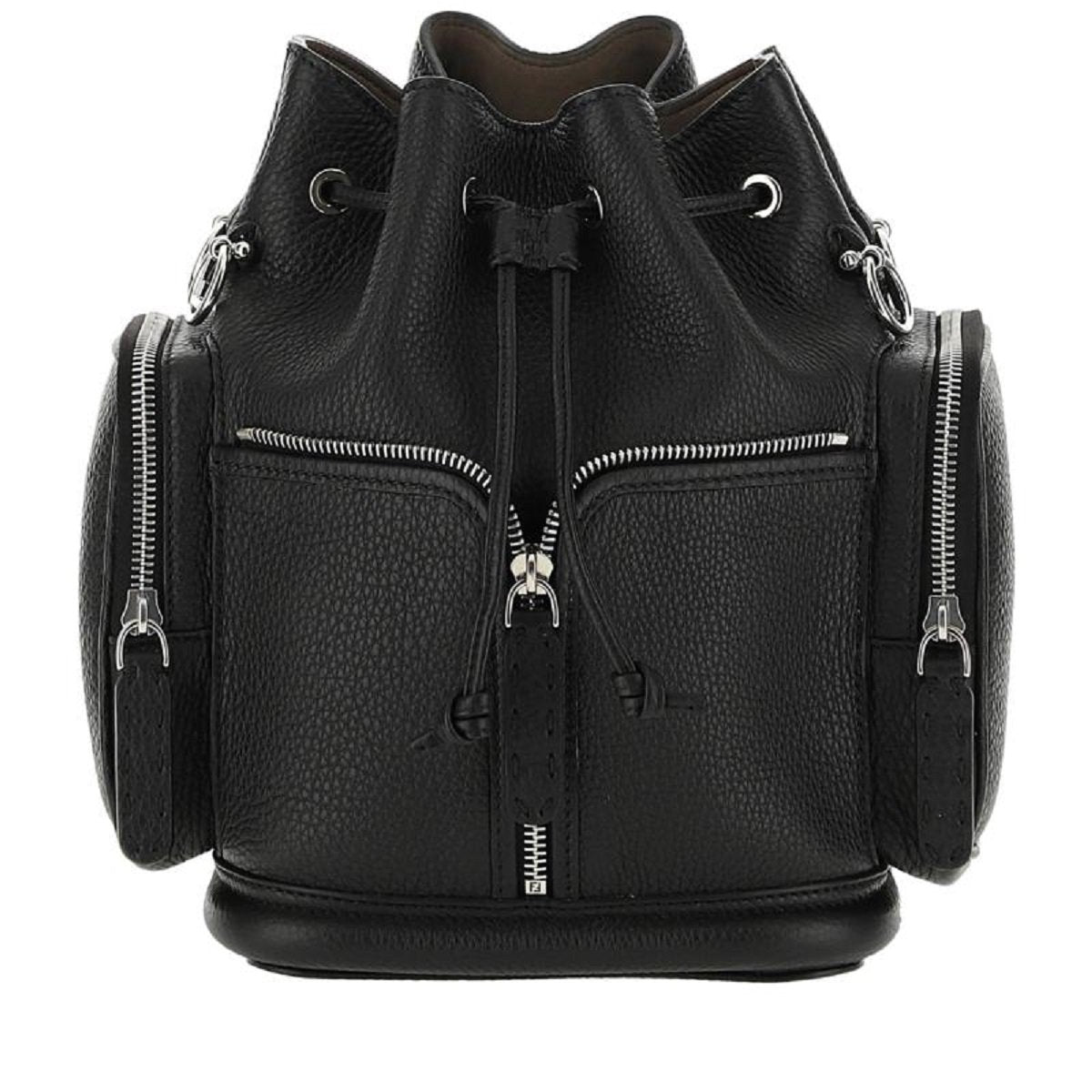 Fendi Mon Tresor Black Selleria Calfskin Leather Bucket Bag 8BT301
