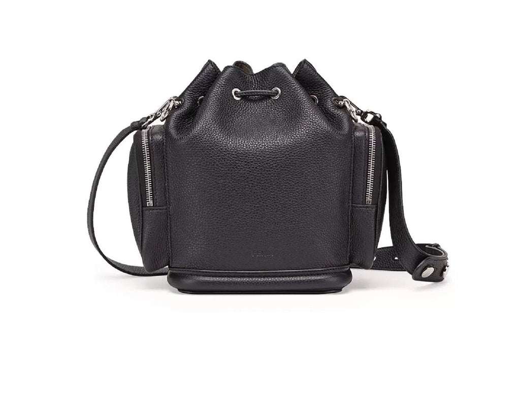 Fendi Mon Tresor Black Selleria Calfskin Leather Bucket Bag 8BT301