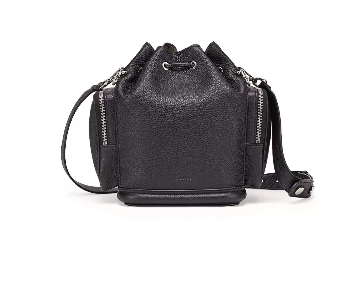 Fendi Mon Tresor Black Selleria Calfskin Leather Bucket Bag 8BT301