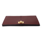 Fendi Peekaboo Brown Leather Zucca Chain Wallet Clutch Bag 8M0414
