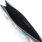 Fendi Rainbow Asphalt Gray Calf Leather Studs Wristlet Wallet 8M0341