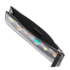 Fendi Rainbow Asphalt Gray Calf Leather Studs Wristlet Wallet 8M0341