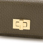 Fendi Selleria Leather Avocado Green Micro Trifold Wallet 8M0426