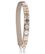Fendi Shoulder Strap Flowers Grey Taupe Multi Color Calf Leather Embellished 8AV077