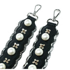 Fendi Strap You Black Pearl Leather Snakeskin Trim Sequin Shoulder Strap 8AV077