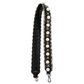 Fendi Strap You Black Pearl Leather Snakeskin Trim Sequin Shoulder Strap 8AV077