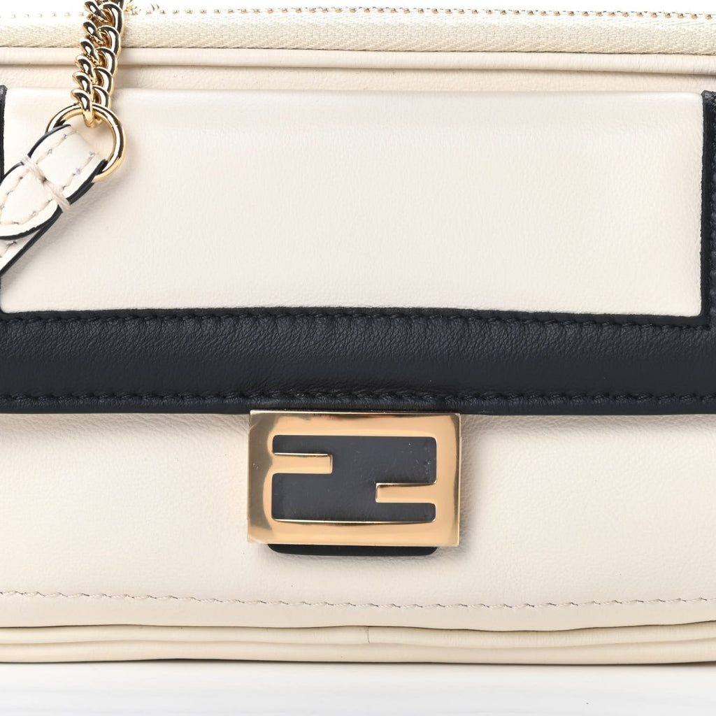 Fendi Vitello Grace Matte Bicolor Easy Baguette Black White 8BS044