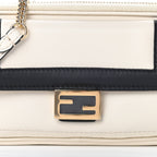 Fendi Vitello Grace Matte Bicolor Easy Baguette Black White 8BS044