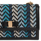 Ferragamo Ginny Multi Blue Plaited Calf Leather Shoulder Handbag G172/01