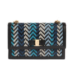 Ferragamo Ginny Multi Blue Plaited Calf Leather Shoulder Handbag G172/01