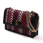Ferragamo Ginny Multi Pink and Red Plaited Calf Leather Shoulder bag G172/01