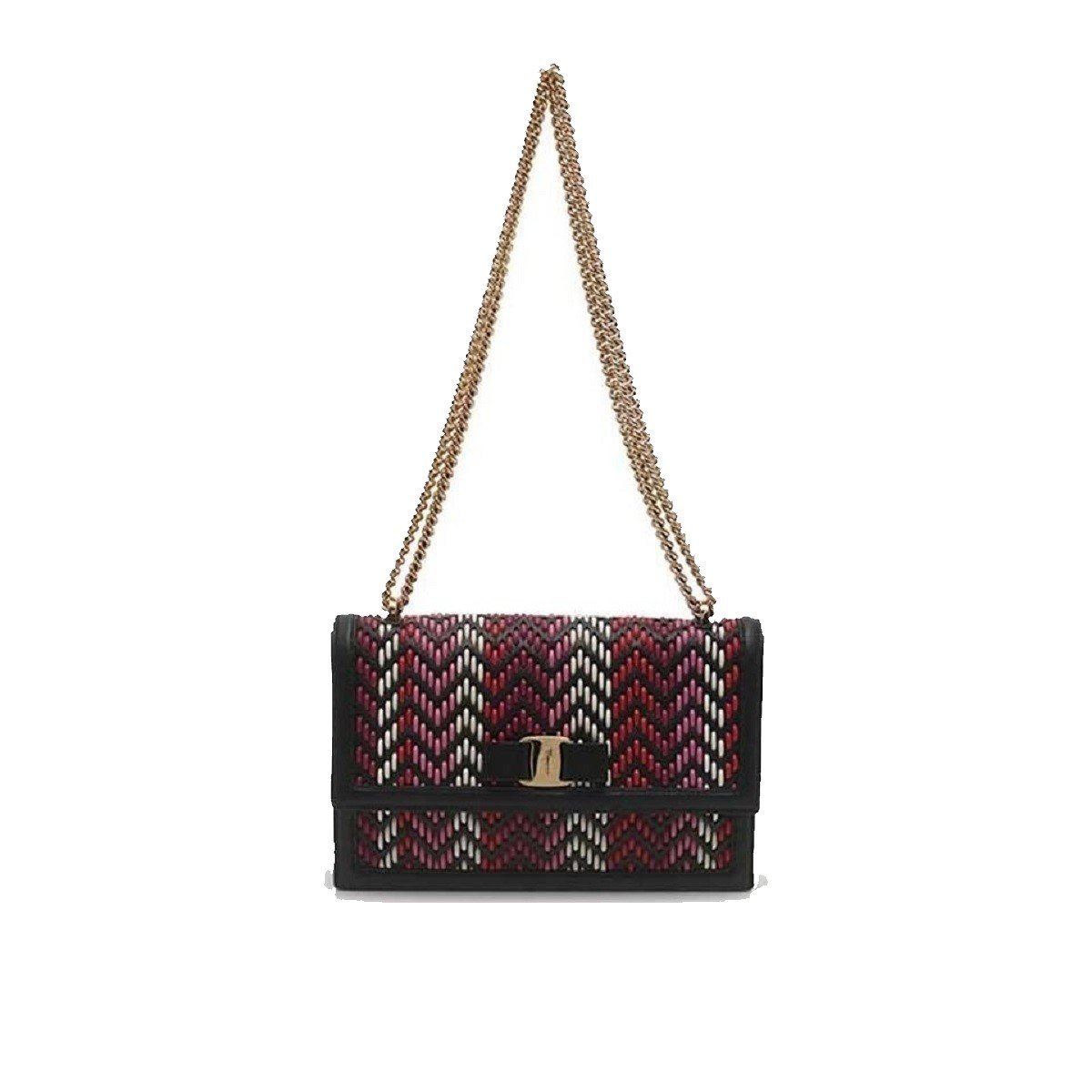 Ferragamo Ginny Multi Pink and Red Plaited Calf Leather Shoulder bag G172/01