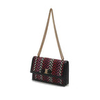 Ferragamo Ginny Multi Pink and Red Plaited Calf Leather Shoulder bag G172/01