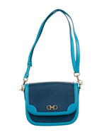 Ferragamo Greta Blue Cross Grain Calf Leather Gancini Crossbody G20301