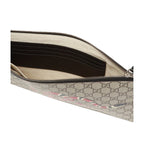 Gucci Bestiary Kingsnake GG Supreme Canvas Wristlet Pouch Bag 473904