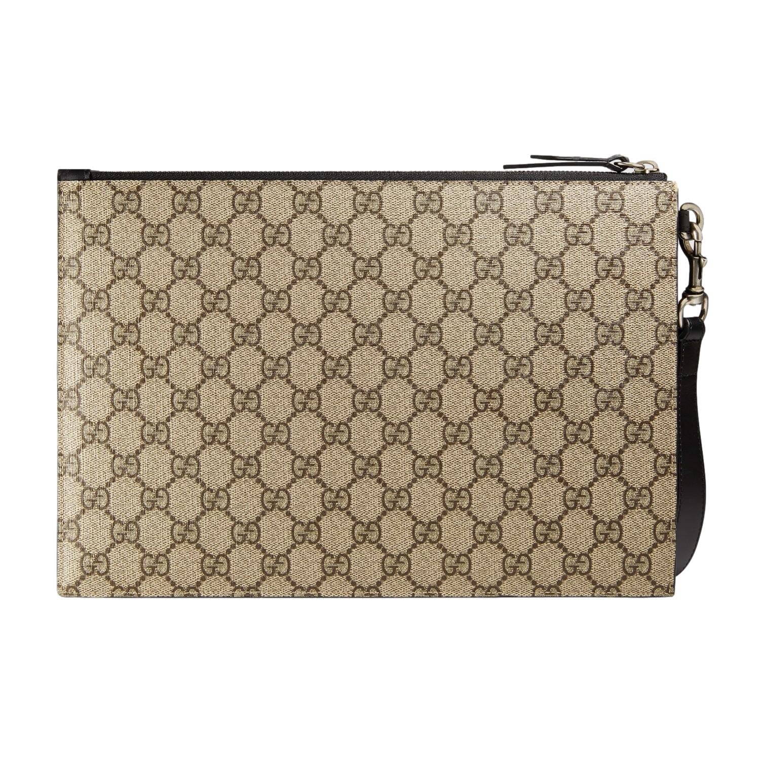 Gucci Bestiary Kingsnake GG Supreme Canvas Wristlet Pouch Bag 473904