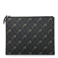 Gucci Black GG Supreme Monogram Tiger Print Pouch Wristlet Clutch Bag 575136