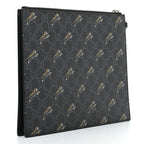 Gucci Black GG Supreme Monogram Tiger Print Pouch Wristlet Clutch Bag 575136