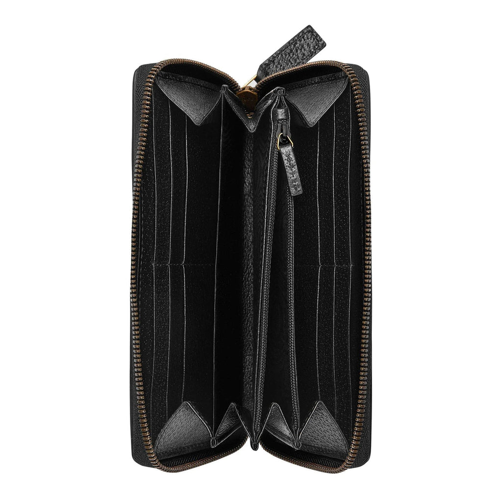 Gucci Bee Star Black Leather Continental Zip Around Wallet 495062
