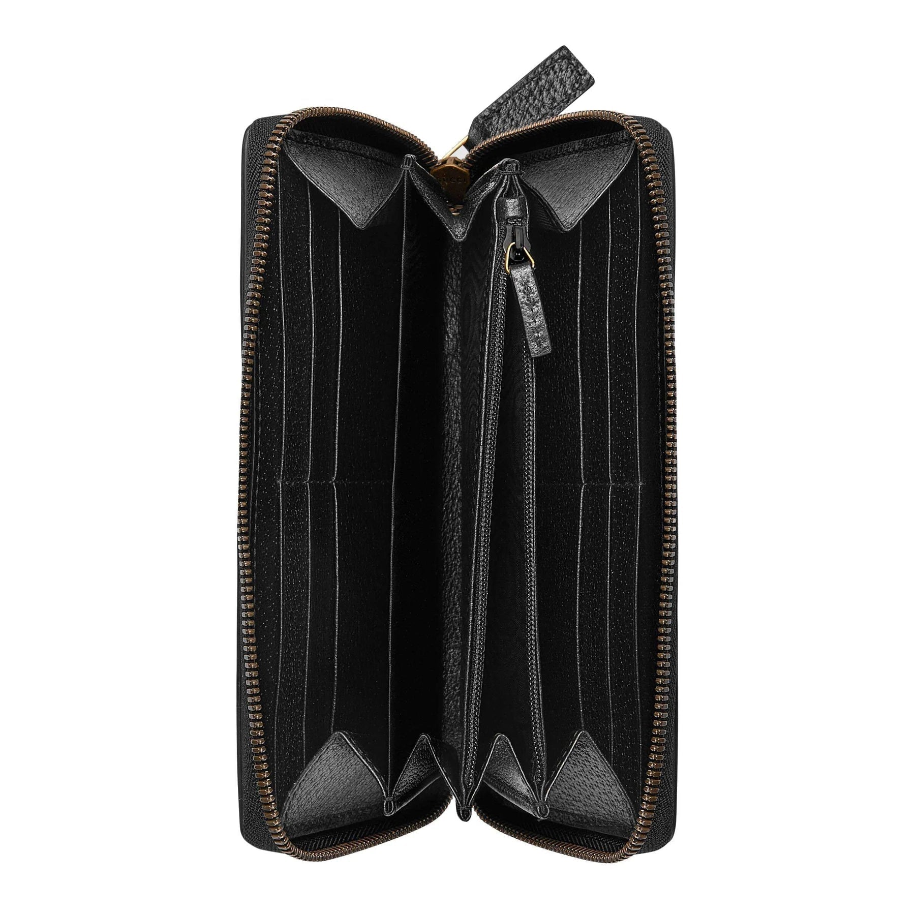 Gucci Bee Star Black Leather Continental Zip Around Wallet 495062