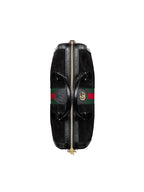 Gucci Ophidia Black Suede Web Stripe Boston Satchel Handbag 524532