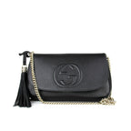 Gucci Soho Disco GG Black Tassel Chain Crossbody Bag 536224