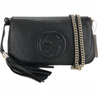 Gucci Soho Disco GG Black Tassel Chain Crossbody Bag 536224