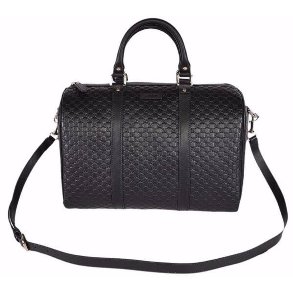 Gucci Microguccissima GG Black Leather Embossed Boston Bag 449646