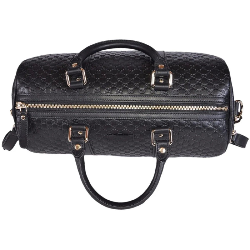 Gucci Microguccissima GG Black Leather Embossed Boston Bag 449646