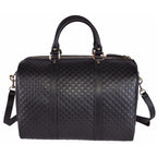 Gucci Microguccissima GG Black Leather Embossed Boston Bag 449646