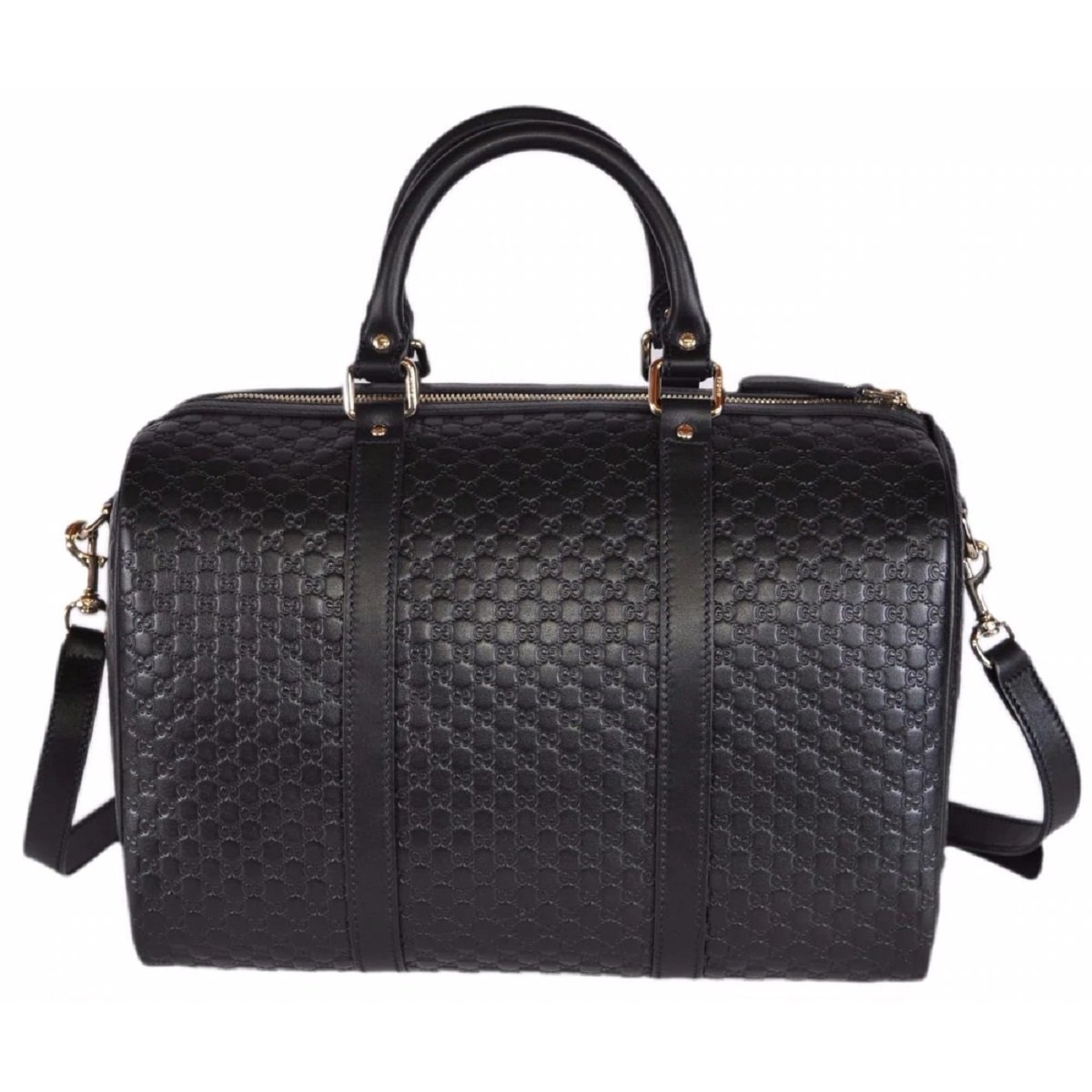 Gucci Microguccissima GG Black Leather Embossed Boston Bag 449646