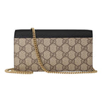 Gucci GG Supreme Monogram Black Padlock Continental Chain Wallet 658226